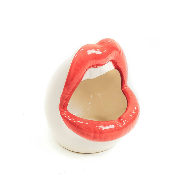 Pot - Rimmed - Ceramic - Red/White - 10x10x12