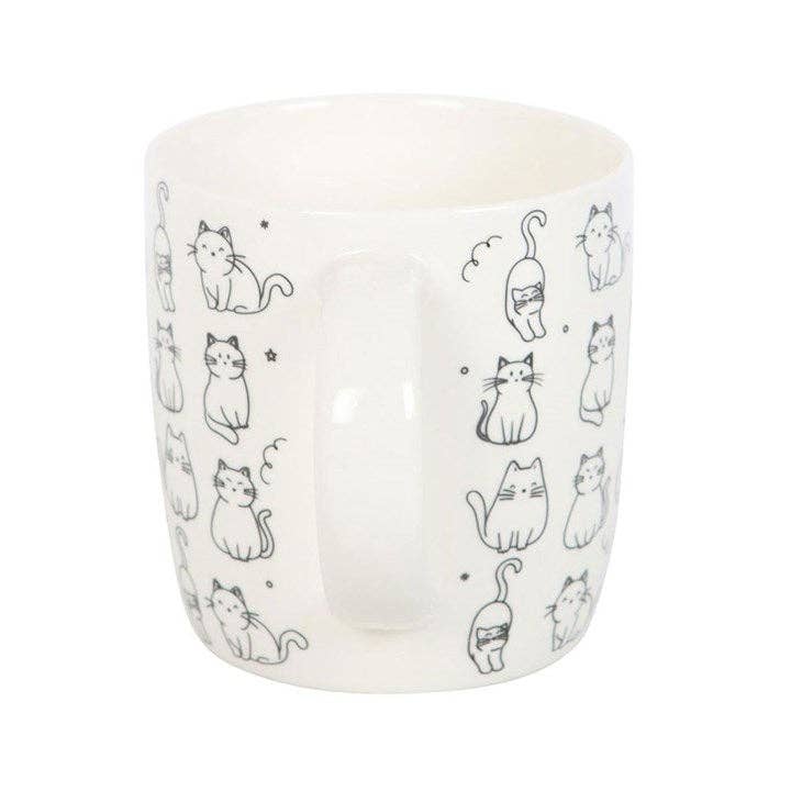 Mug à motif de chat heureux blanc