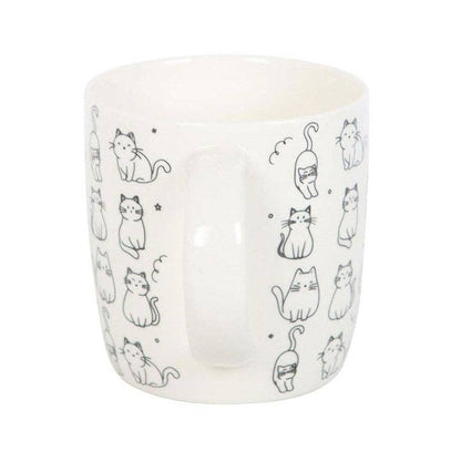Mug à motif de chat heureux blanc