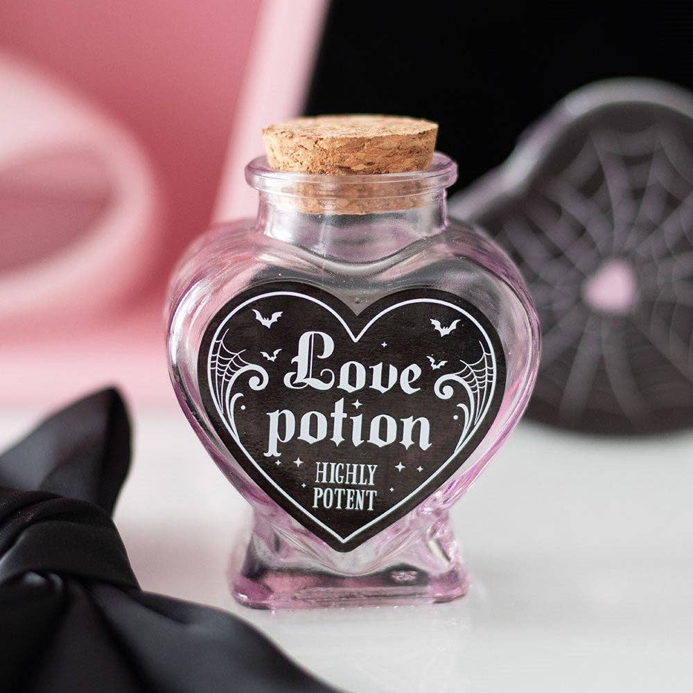 Bouteille décorative en verre en forme de cœur Love Potion
