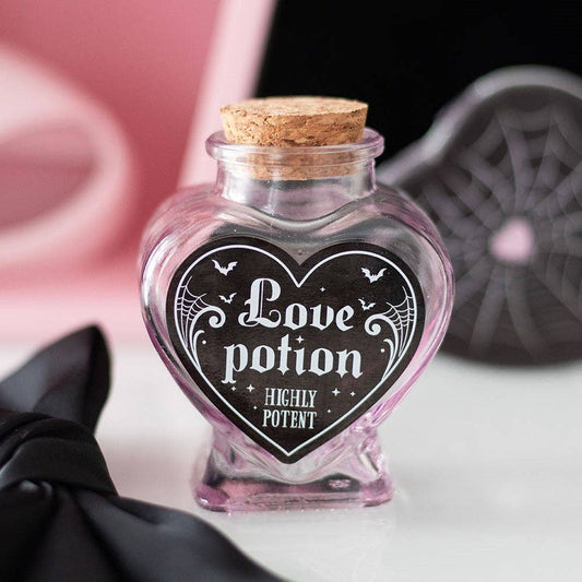 Decorative glass bottle in the shape of a heart, Love Potion