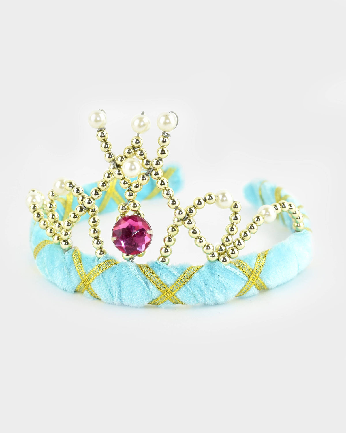 Light blue velvet tiara 14 cm