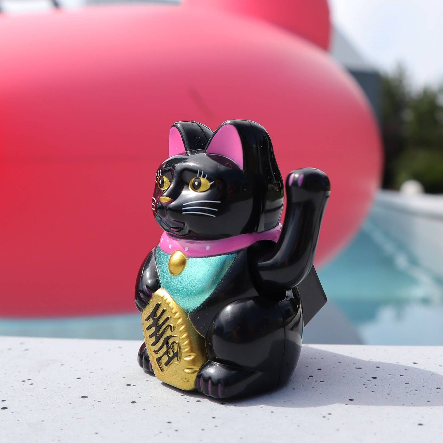 Mini Chat chanceux solaire noir 5cm