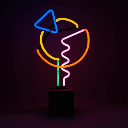 'Art with Blue Triangle' Neon Concrete Base