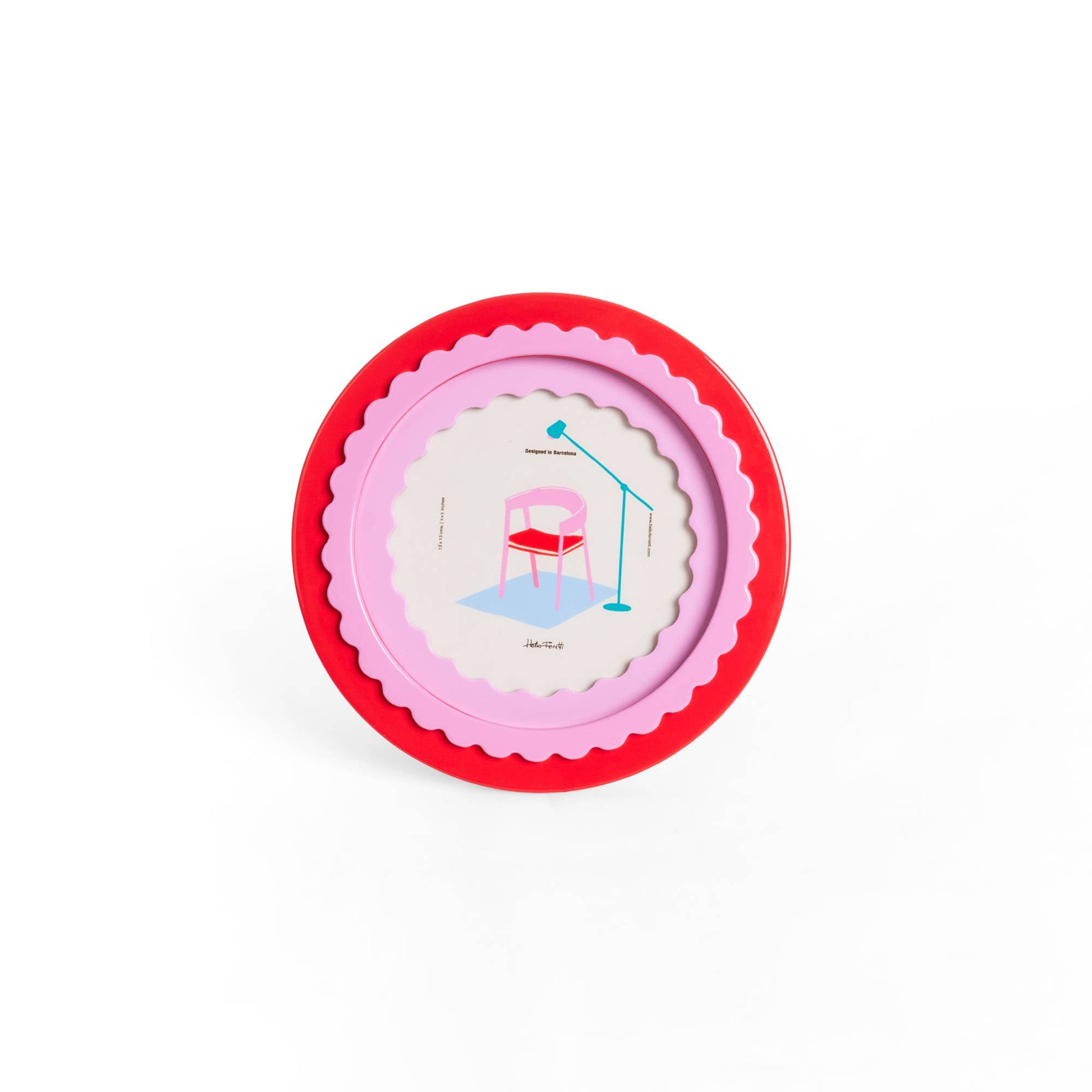 Cadre Photo Rond Rouge Brillant Helio Ferretti Vue 2