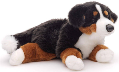 Bernese Mountain Dog plush toy, lying down