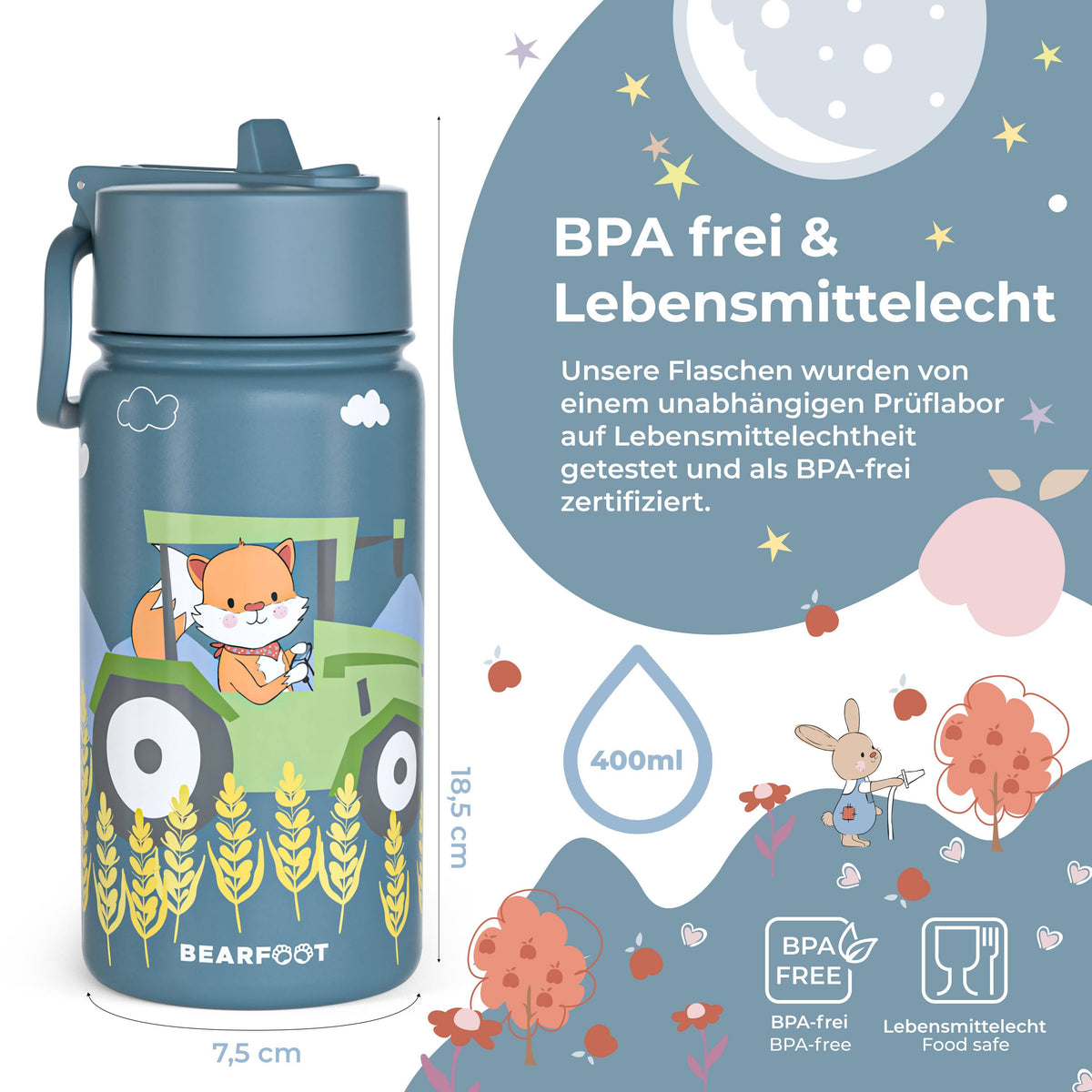 Thermo Kids Stainless Steel Drinking Bottle - Tractor