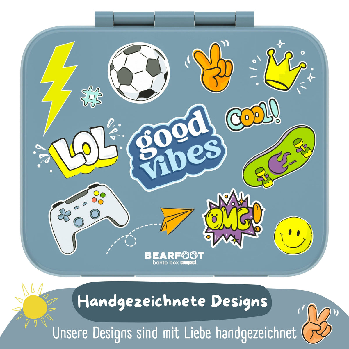 BEARFOOT Bento Box COMPACT with Compartments - Blue Sticker
