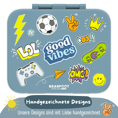 BEARFOOT Bento Box COMPACT with Compartments - Blue Sticker