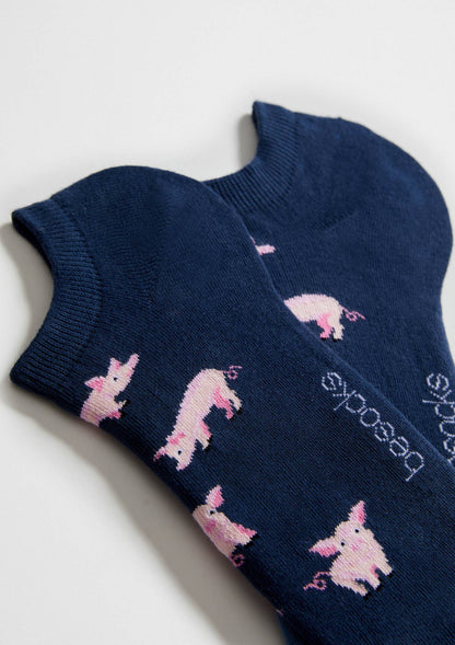 BePig Blue - 100% Organic Cotton Ankle Socks