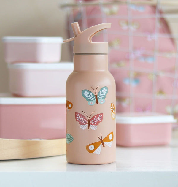 Gourde enfant en inox - Papillons – vue 2 – A Little Lovely Company
