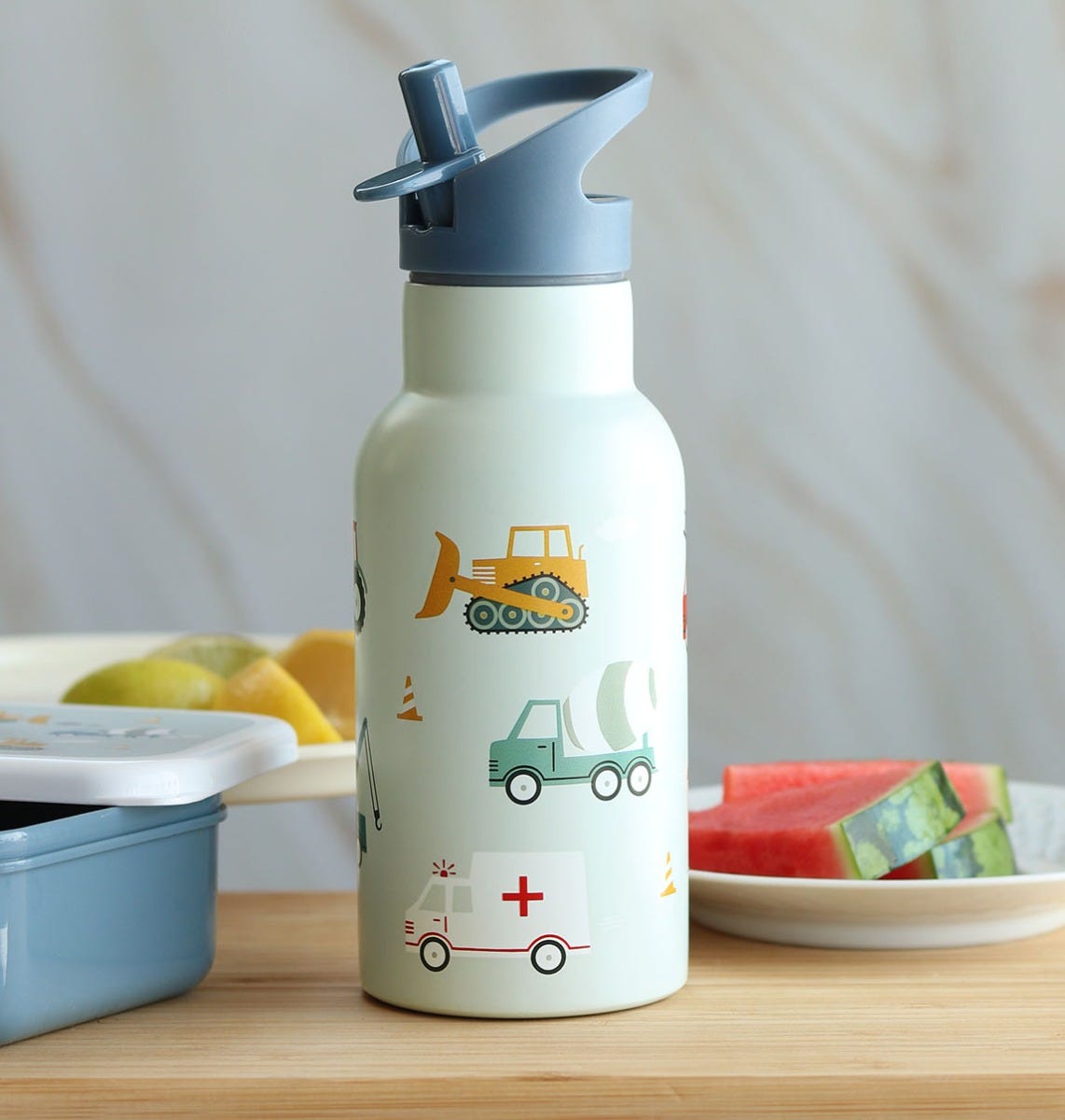 Gourde enfant en inox - Véhicules – vue 2 – A Little Lovely Company