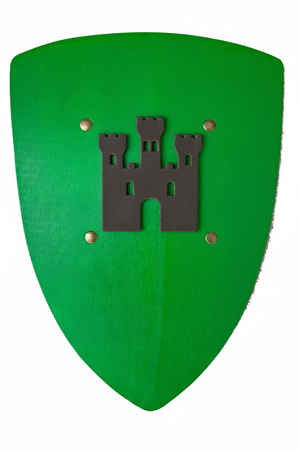 Small Kamelot plywood green shield with castle