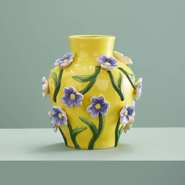 Mr. Flowers Vase, Dolomite Yellow, 23 x 23 x 26 cm