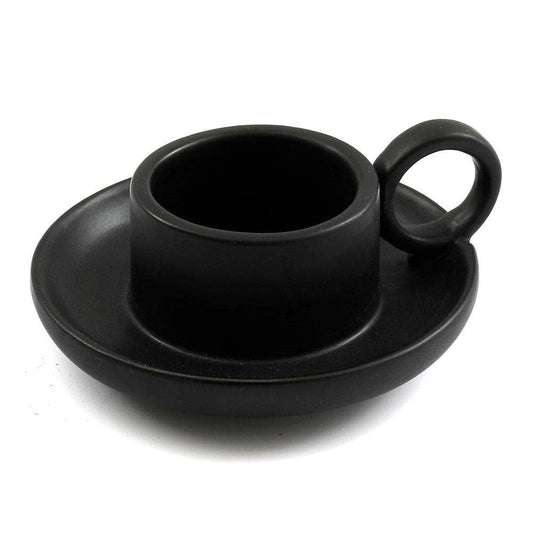 Porte-bougie chauffe-plat en grès noir