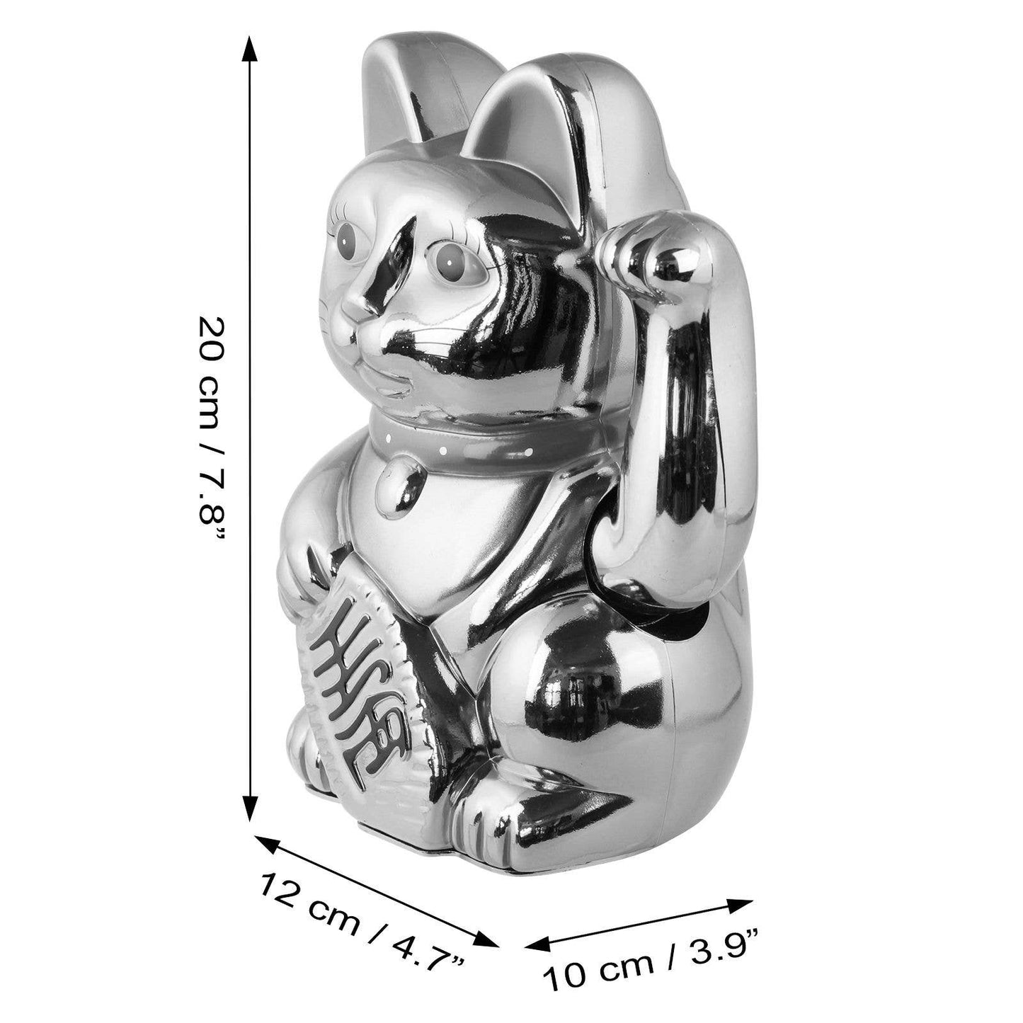 Maneki-neko lucky cat, undulating cat, 20 cm, white