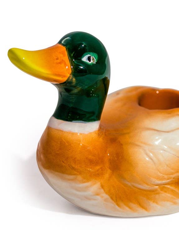 Mallard Duck ceramic candle holder