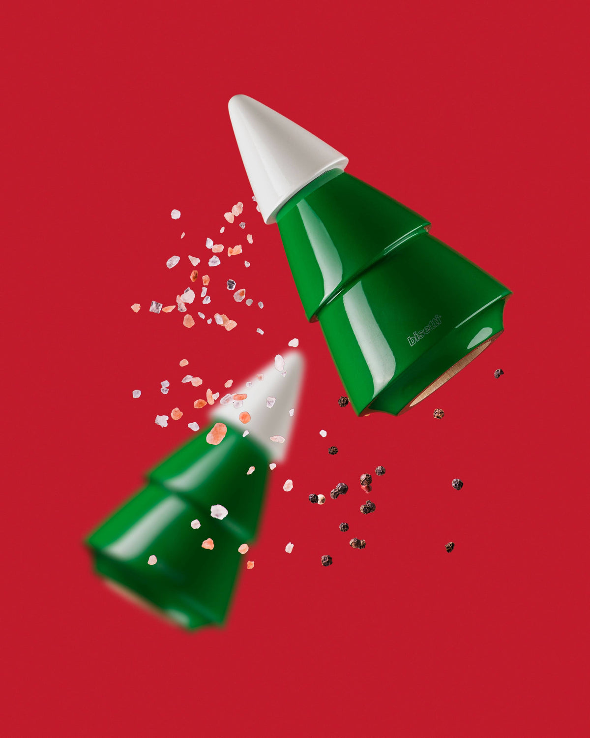 Moulin à épices "Xmas Tree" hêtre laqué vert/blanc