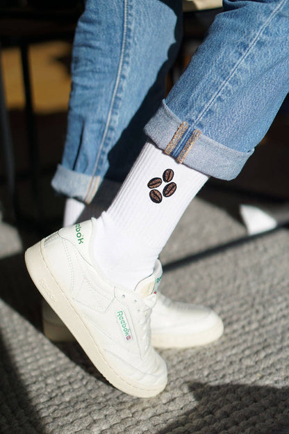 Coffee Bean Embroidered Socks