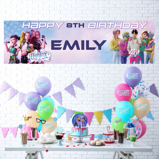 K-pop Demon Hunters Personalized Birthday Banner