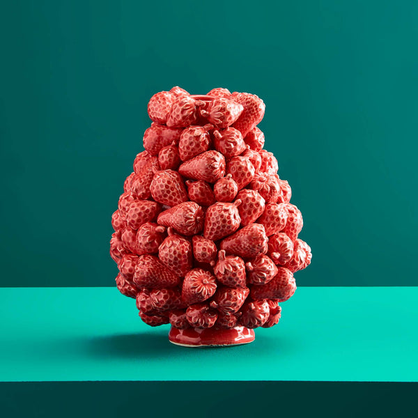 Strawberry Vase, Red Stoneware, 20 x 20 x 25 cm