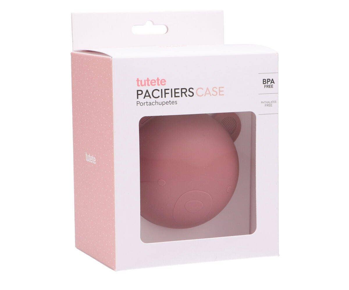 Silicone Soother Holder Dusty Pink Bear