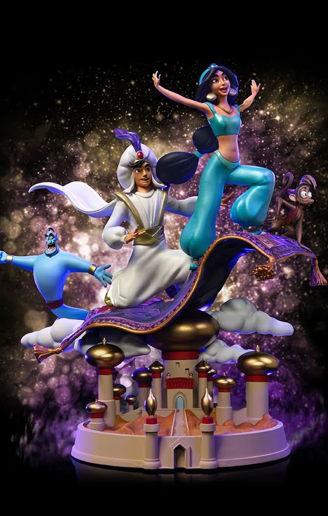 Aladdin and Jasmine Deluxe Statue - Disney 100th - Aladdin - Art Scale 1/10 - Iron Studios