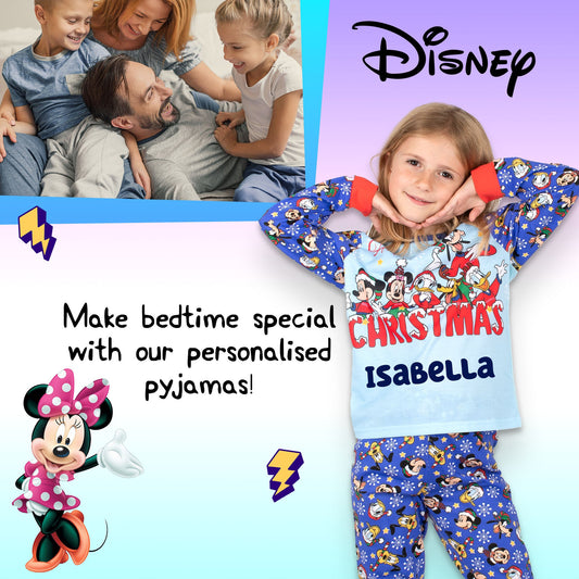 Disney Christmas Personalised Pyjamas - BLUE