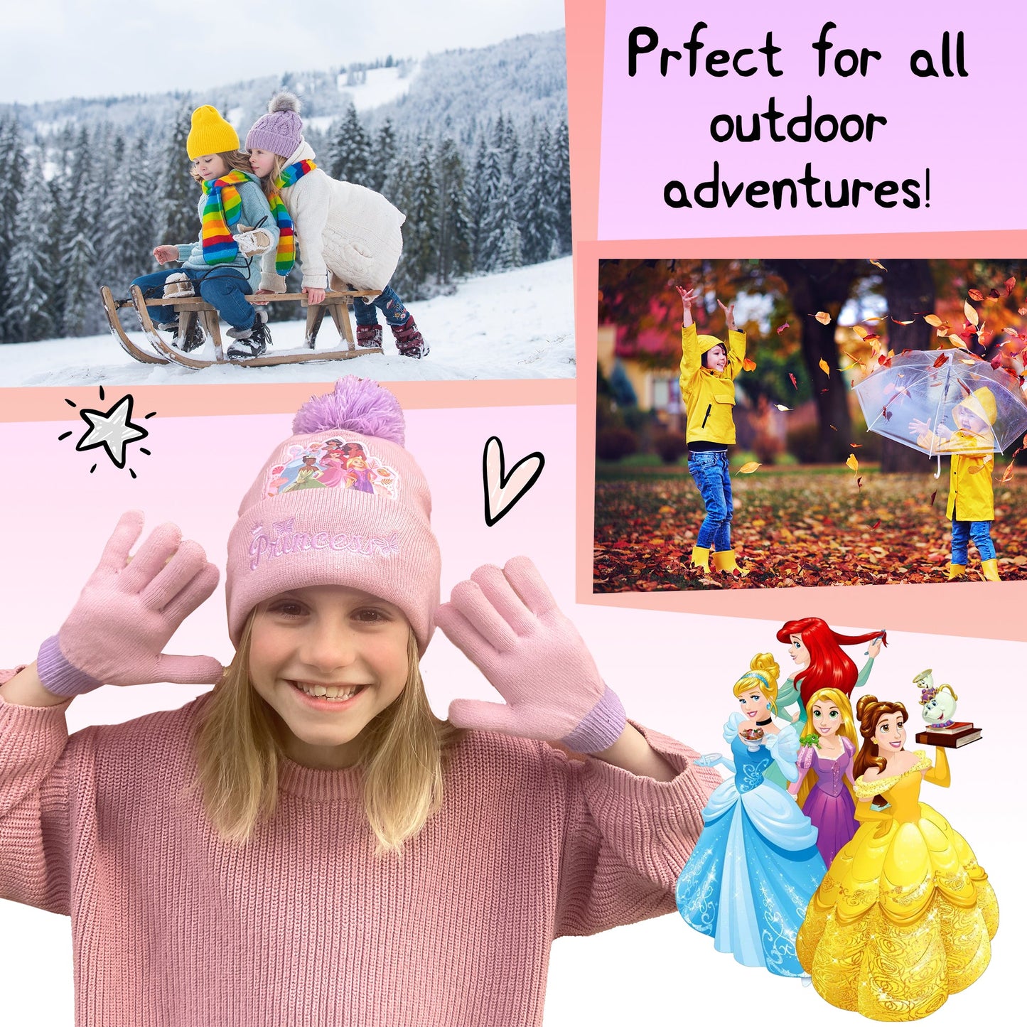 Disney Princesses Winter Hat & Gloves Set fille