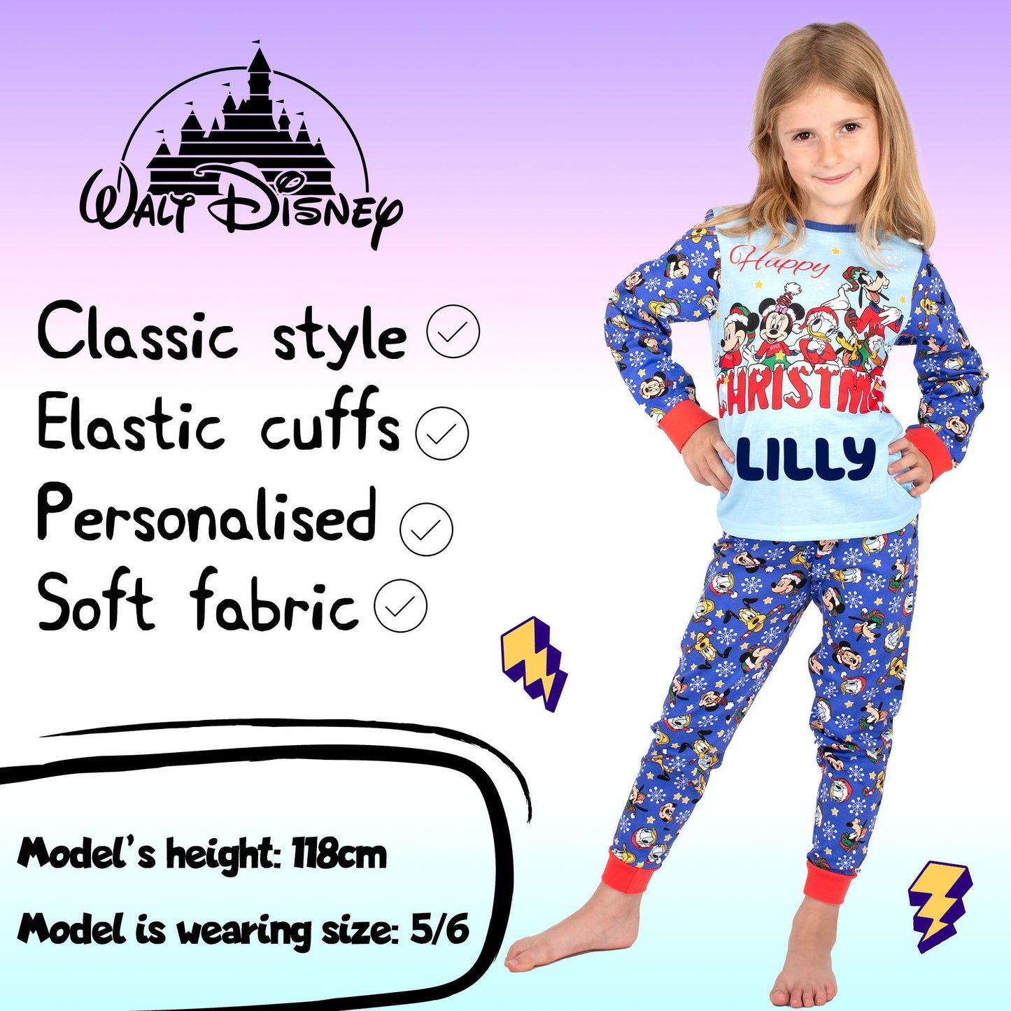 Disney Christmas Personalised Pyjamas - BLUE