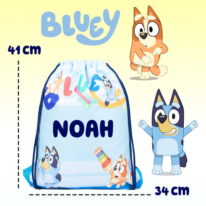 Personalized Drawstring Bag - Bluey (Blue)