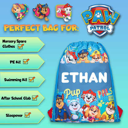 Paw Patrol Personalized Drawstring Bag for Kids