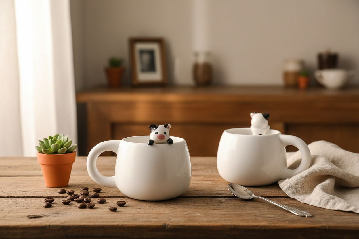 Mug with Cow Figurine
