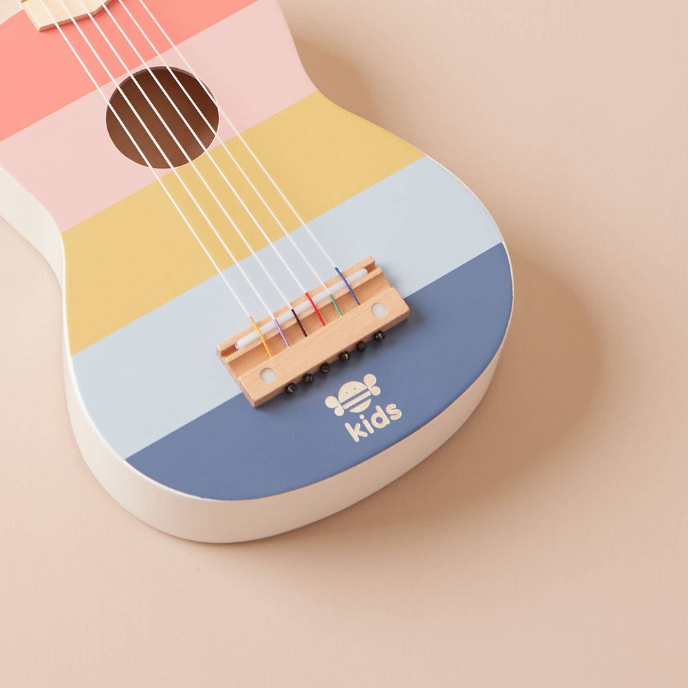 Jeu Jouet de Guitare à Rayures pour Enfants en Bois