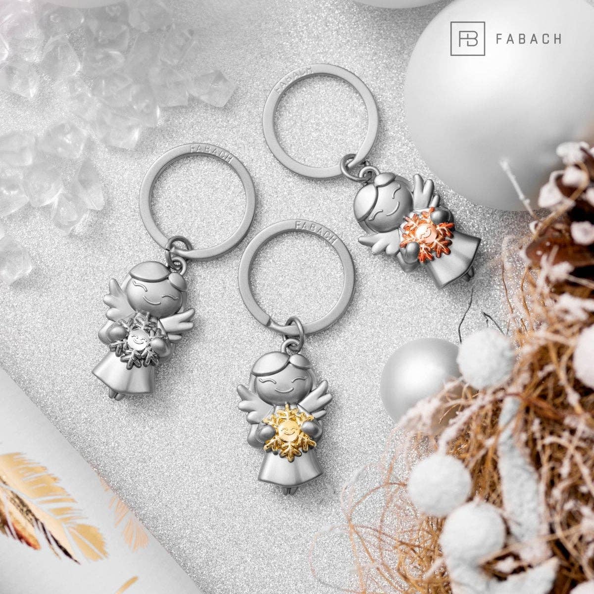 Guardian angel "star" keychain - lucky angel with snowflake - lucky angel charm