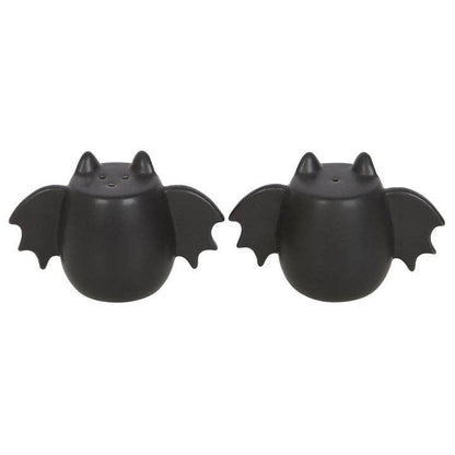 Gothic bat wing salt and pepper shakers for Halloween