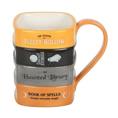 Haunted Library Book Stack Halloween Mug