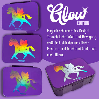 Lunch box with compartments, lightweight & leak-proof - Unicorn GLOW