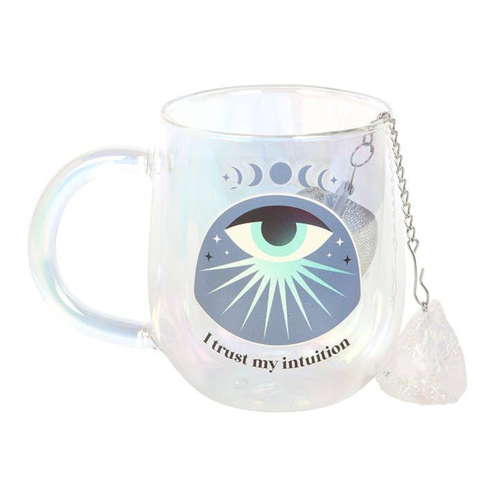 Mug en verre à double paroi Intuition avec infuseur à thé en cristal Aura