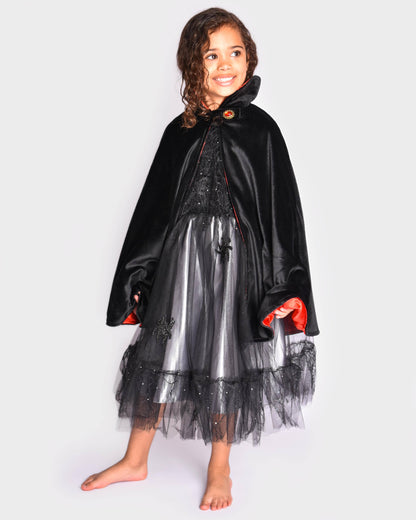Deluxe Red Satin Vampire Cape with Stone 110-116 cm