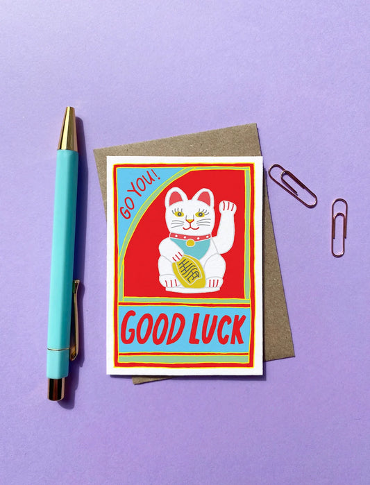 “Good Luck” Lucky Cat Greeting Card