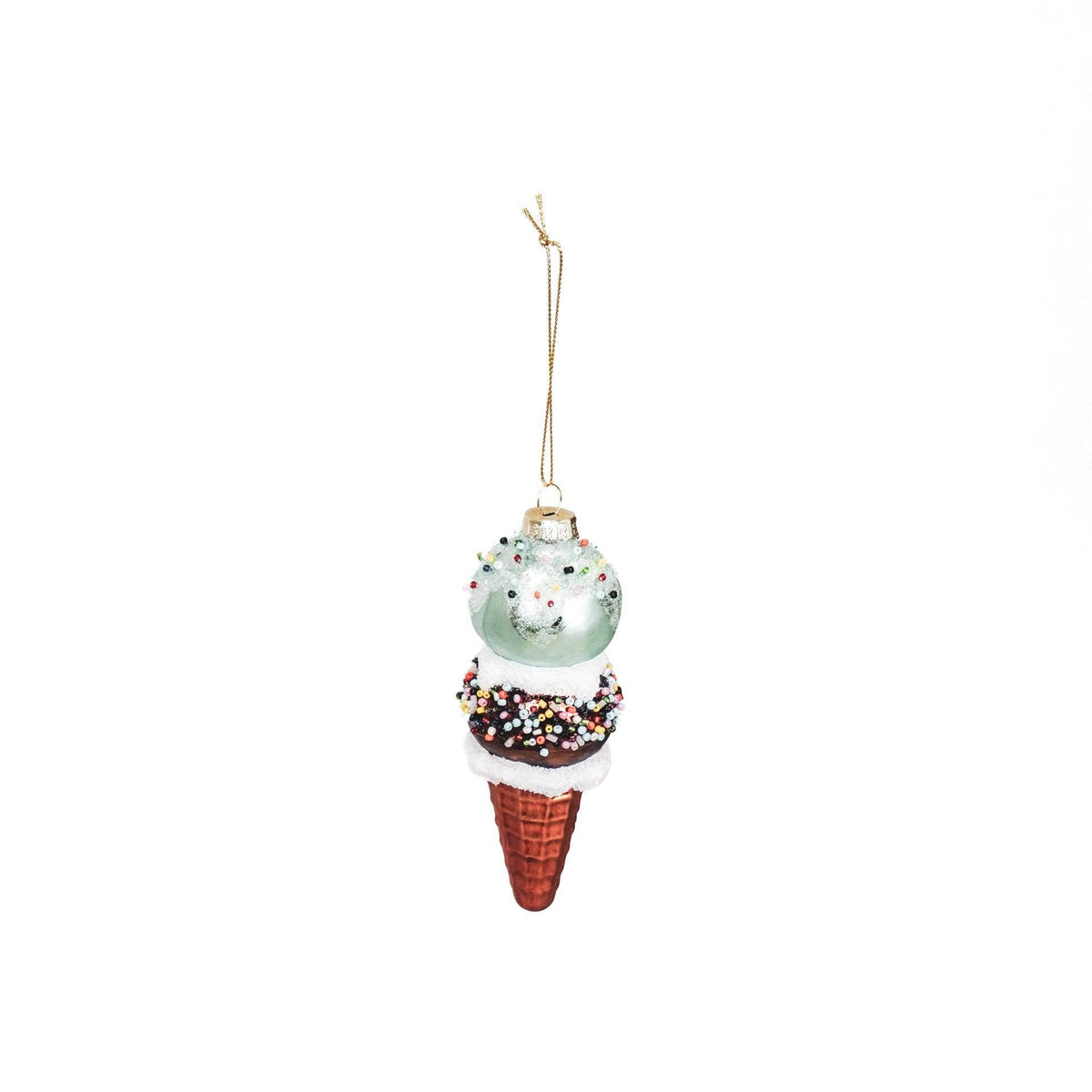 Cono gelato a forma di palla di Natale, menta e cioccolato