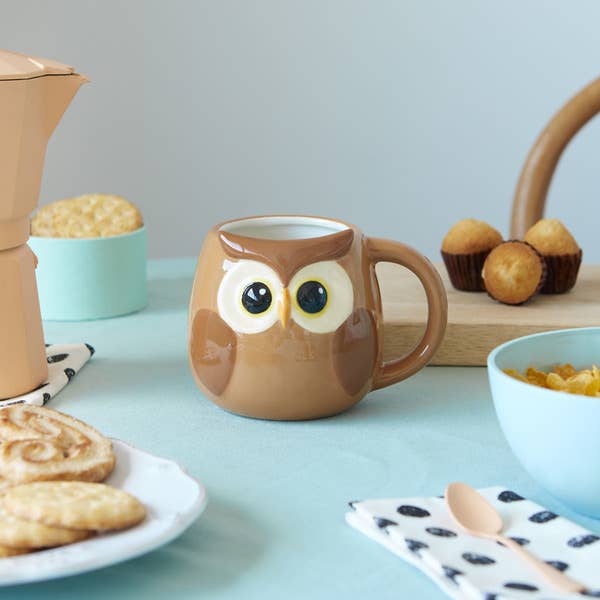 Mug, Bubo, brown, 400 ml, with handle, ceramic