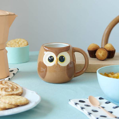 Mug, Bubo, brown, 400 ml, with handle, ceramic