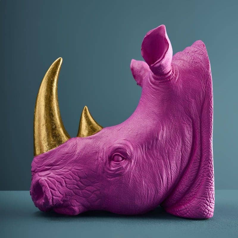 S/2 Rhinoceros Bookends, Magenta, 39.5 x 14.2 x 20.5 cm