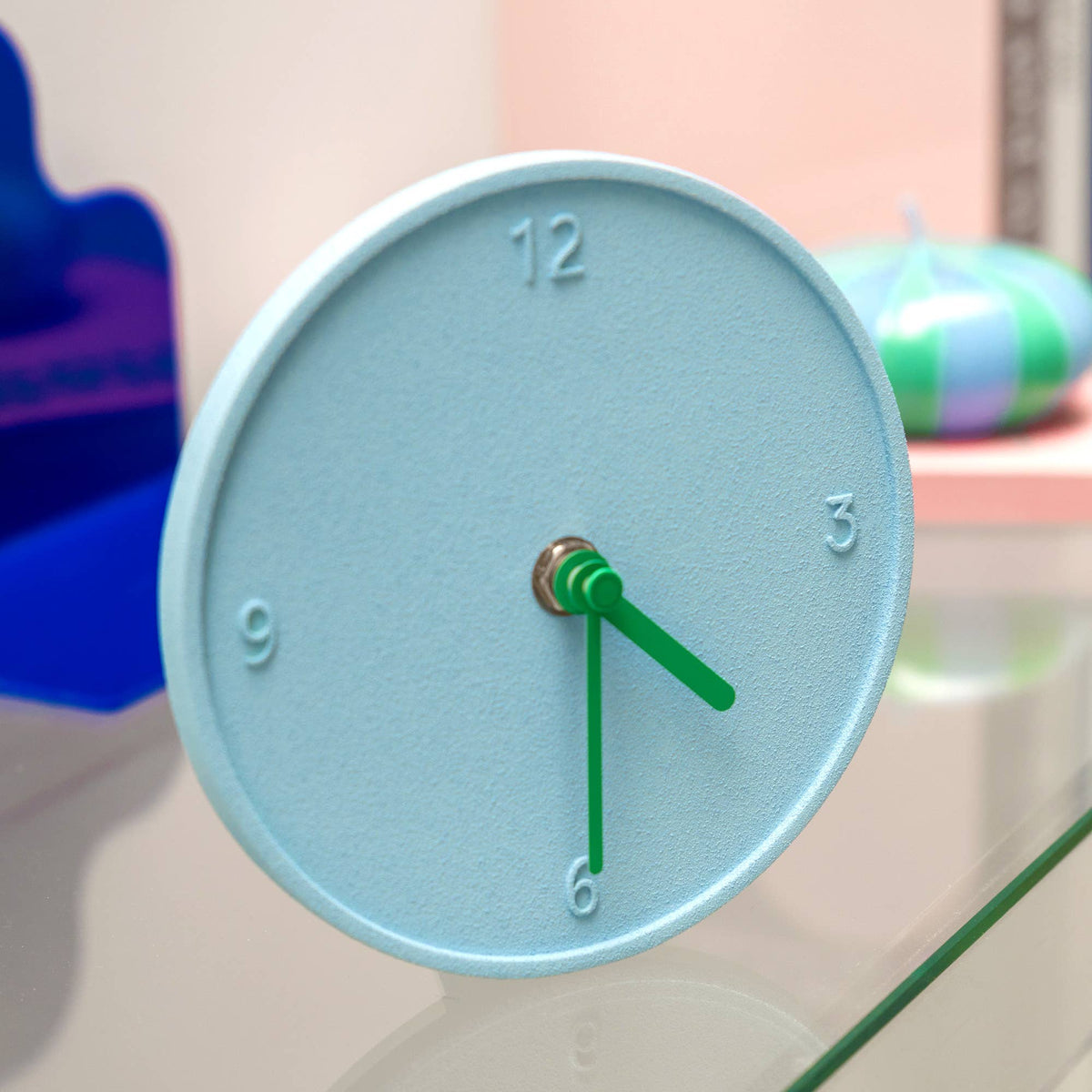 Raw Blue Round Clock