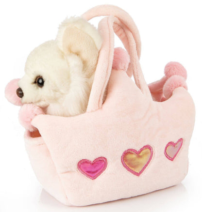 Chihuahua (blanc) - avec sac de princesse - peluche Uni Toys