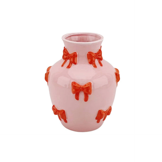 Vase - Vase à fleurs Rubans - Rose/Orange - 14x14x19cm