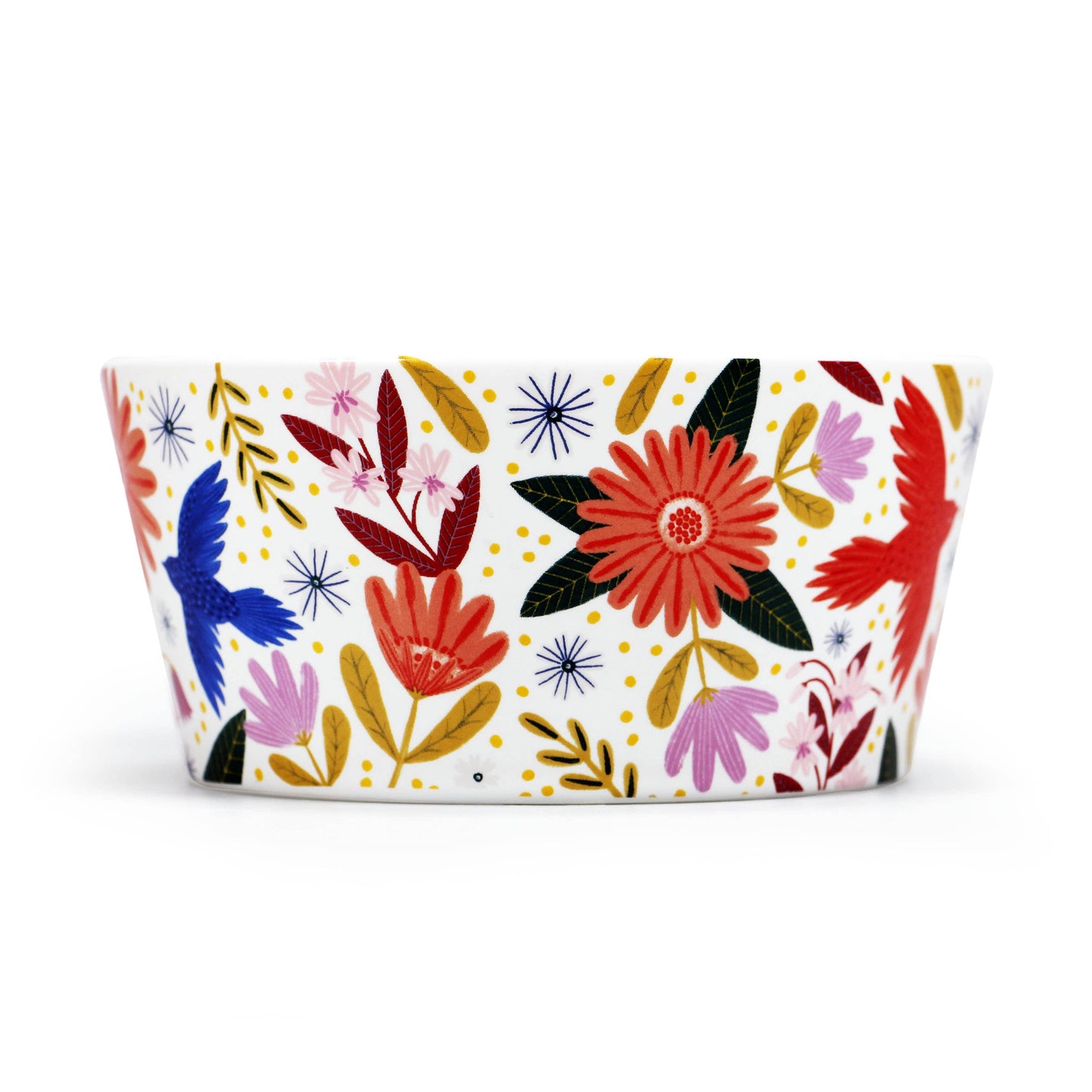 Ceramic bowl with floral design, positive and uplifting message