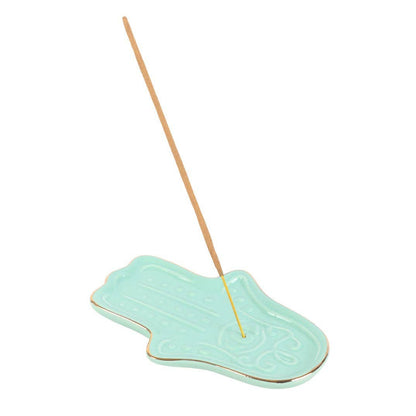 Blue Hamsa Hand Ceramic Incense Holder